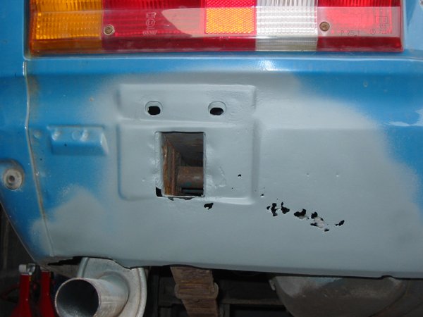 Capri rear valance covered in primer