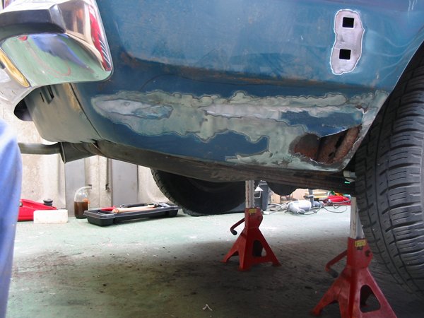 Capri offside rear lower quarter exposed