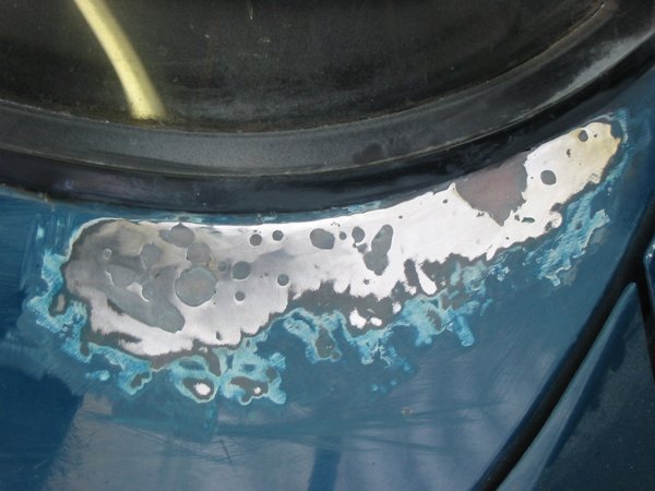 Capri nearside scuttle panel with hole patched