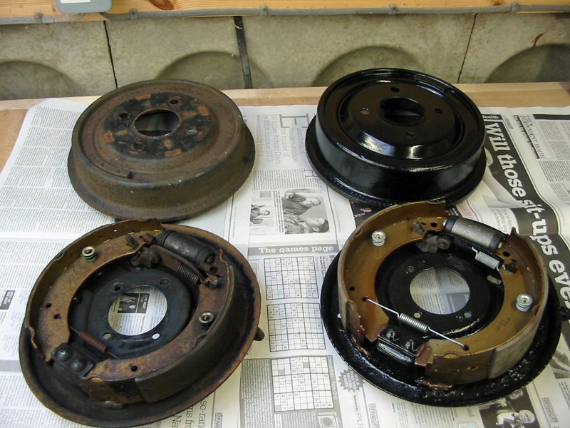 8" on the left and 9" on the right Capri rear drum brakes 8" and 9" (eight and nine inch) from a 2.8