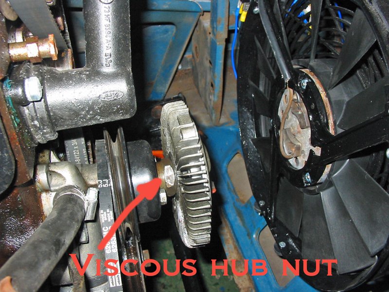 Very stuck nut Viscous fan on the front of the Pinto in the Capri with a seized nut