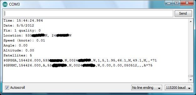 GPS first fix data GPS first fix data